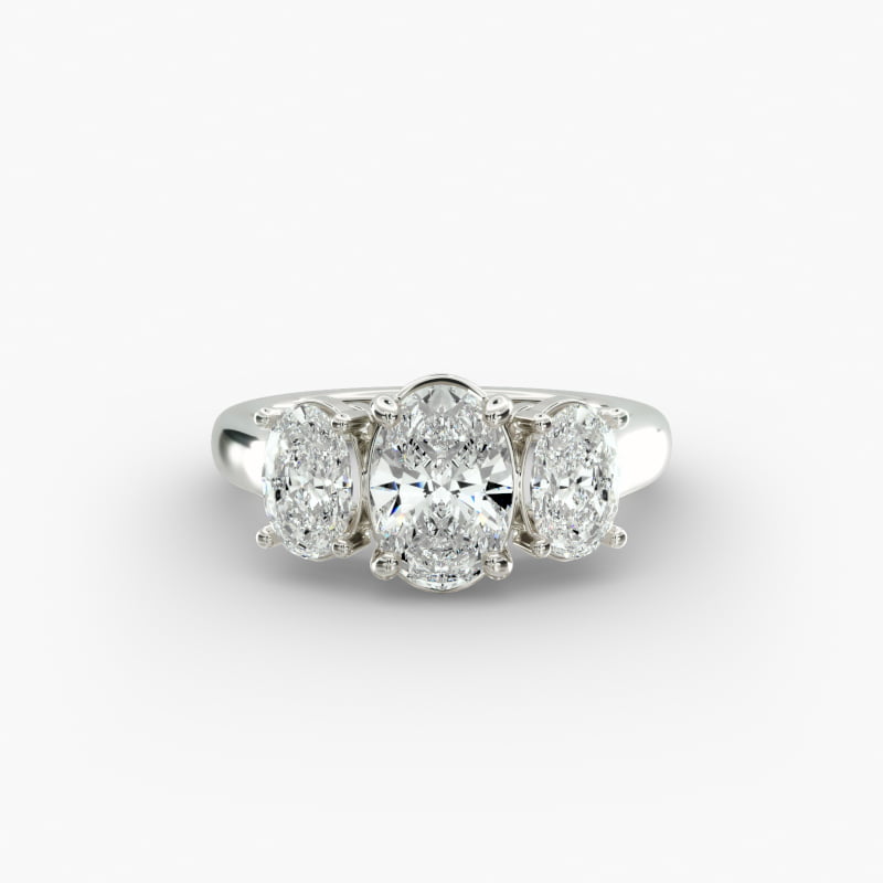 Oval Three-Stone Lab-Grown Diamond Engagement Ring in 14k White Gold (1 ct. tw.)
