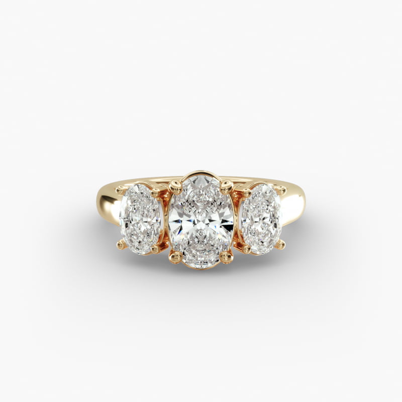 Oval Three-Stone Lab-Grown Diamond Engagement Ring in 14K Yellow Gold (1 ct. tw.)