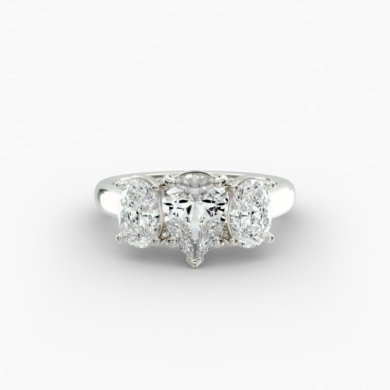 Oval Three-Stone Lab-Grown Diamond Engagement Ring in 14k White Gold (1 ct. tw.)