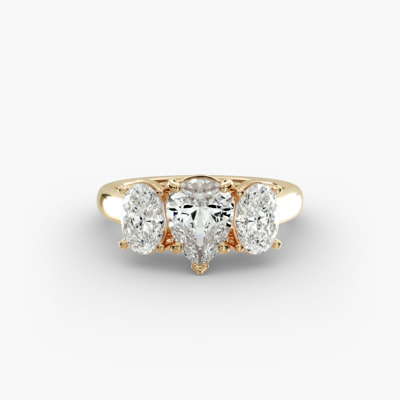 Oval Three-Stone Lab-Grown Diamond Engagement Ring in 14K Yellow Gold (1 ct. tw.)