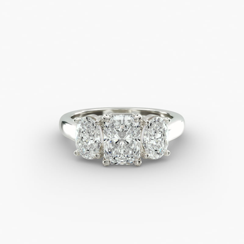 Oval Three-Stone Lab-Grown Diamond Engagement Ring in 14k White Gold (1 ct. tw.)