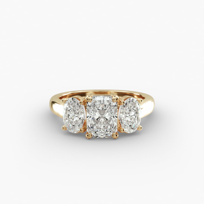 Oval Three-Stone Lab-Grown Diamond Engagement Ring in 14K Yellow Gold (1 ct. tw.)