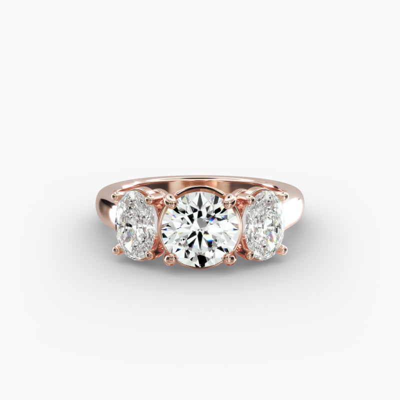 Oval Three-Stone Lab-Grown Diamond Engagement Ring in 14k Rose Gold (1 ct. tw.)