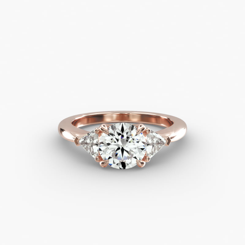 Three-Stone Trillion Lab-Grown Diamond Engagement Ring in 14k Rose Gold (1/3 ct. tw.)
