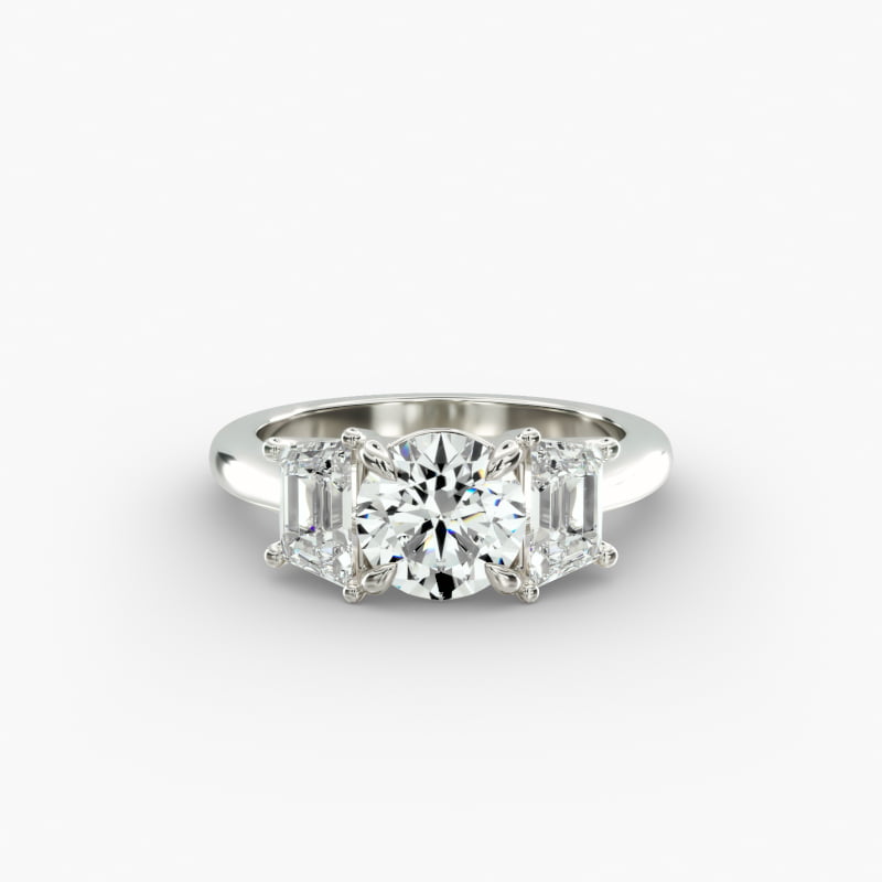 Three-Stone Trapezoid Sidestone Lab-Grown Diamond Engagement Ring in 14k White Gold (1 ct. tw.)