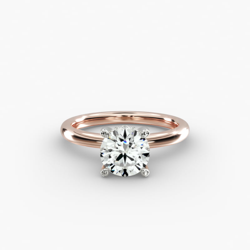 Solitaire Plus Hidden Halo Diamond Engagement Ring in 14k Rose Gold