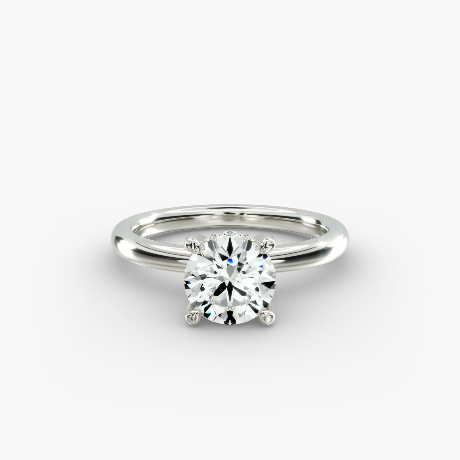 Solitaire Plus Hidden Halo Diamond Engagement Ring in 14k