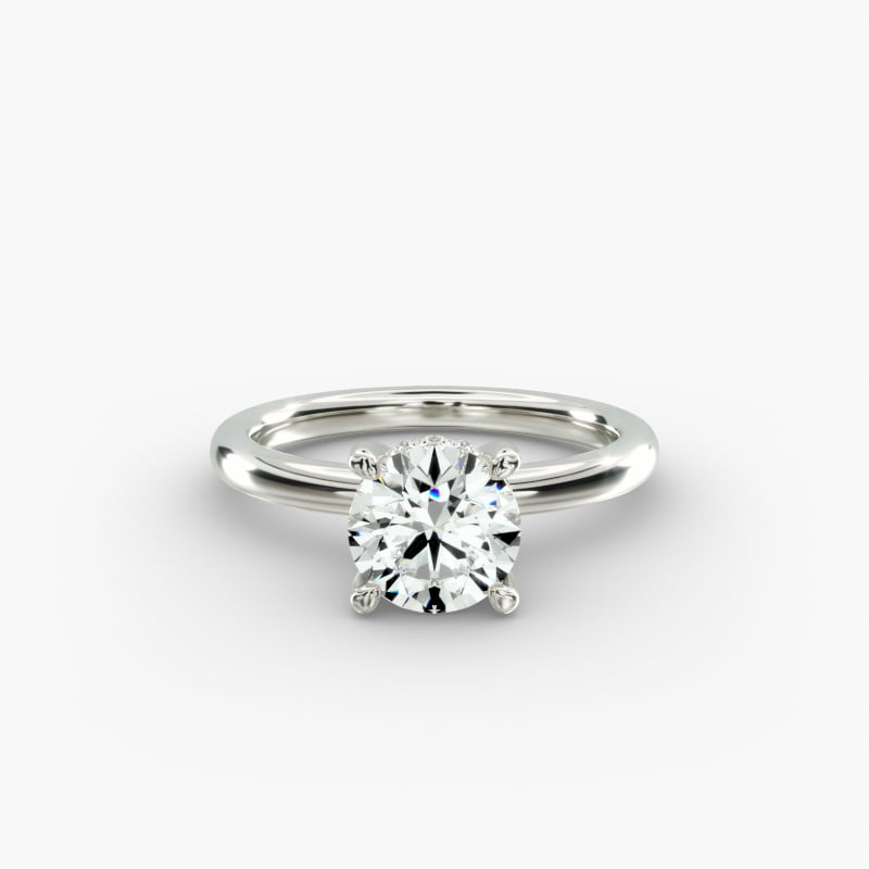 Solitaire Plus Hidden Halo Diamond Engagement Ring in Platinum