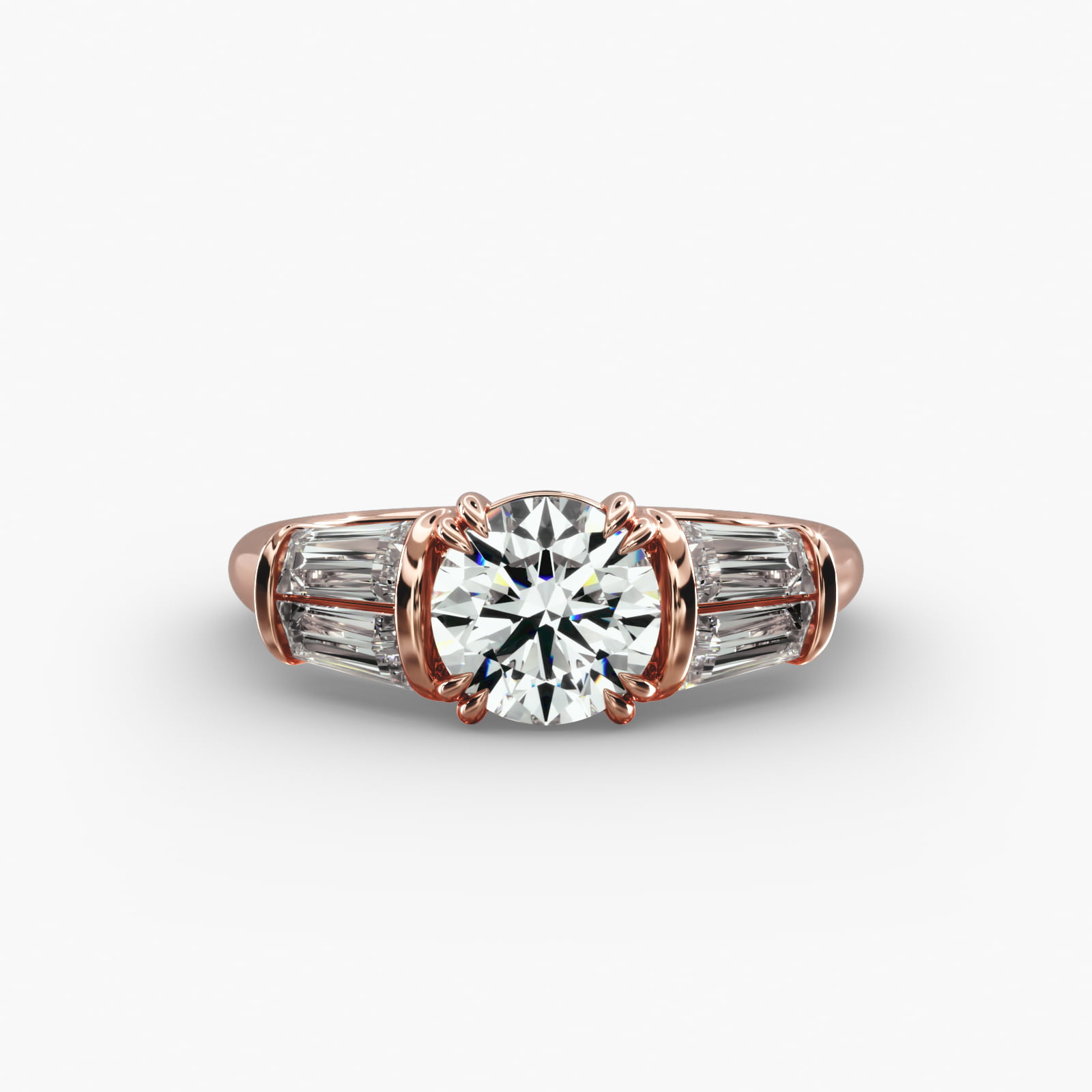 Five-Stone Tapered Baguette Diamond Engagement Ring in 14k Rose Gold (3/4 ct. tw.)