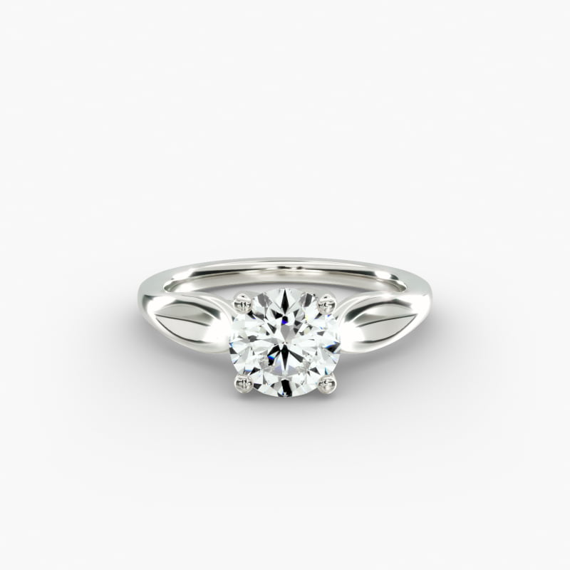 Leaf Solitaire Engagement Ring in Platinum