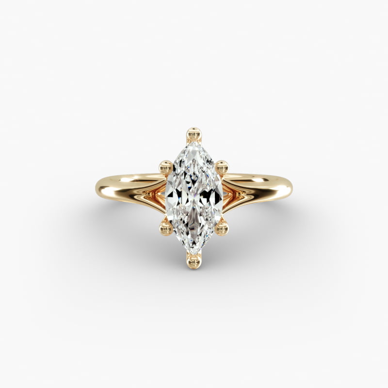 Petite Split Shank Solitaire in 14k Yellow Gold
