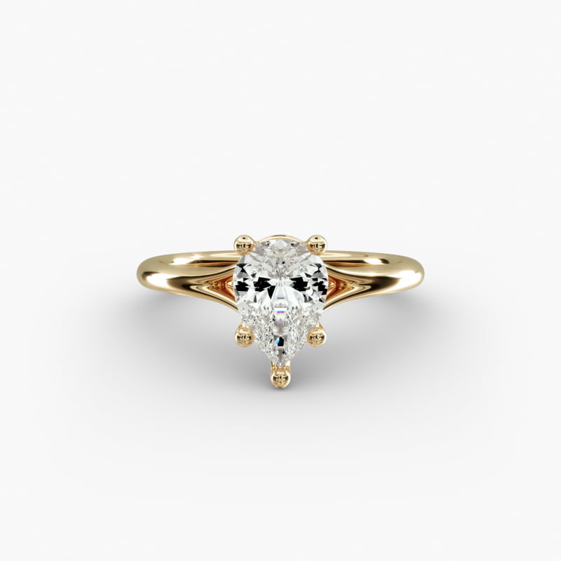 Petite Split Shank Solitaire in 14k Yellow Gold