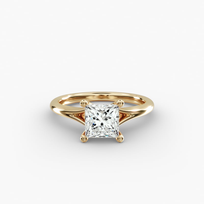 Petite Split Shank Solitaire in 14k Yellow Gold