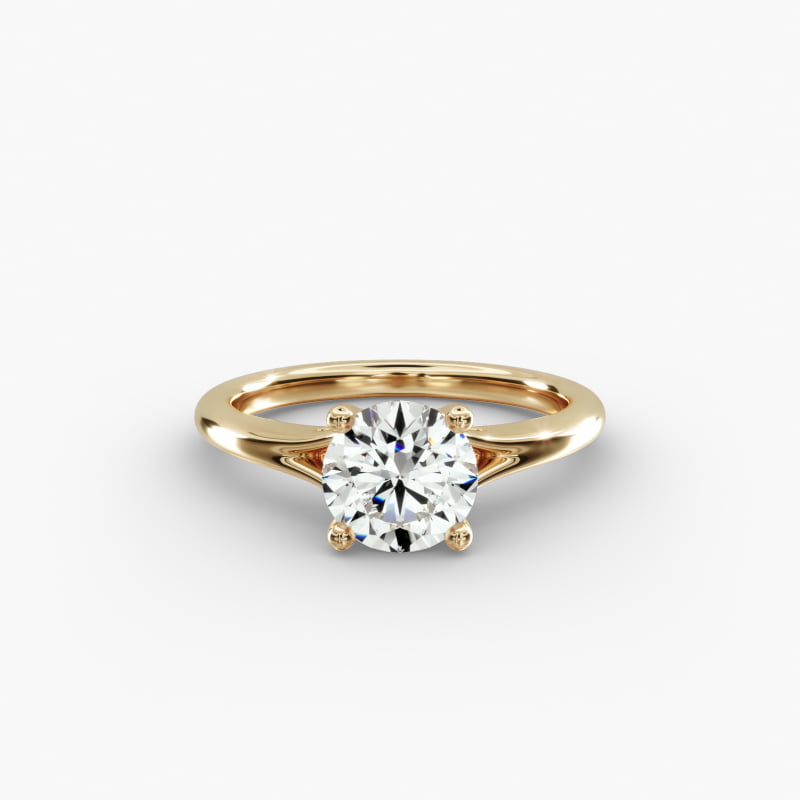 Petite Split Shank Solitaire in 14k Yellow Gold