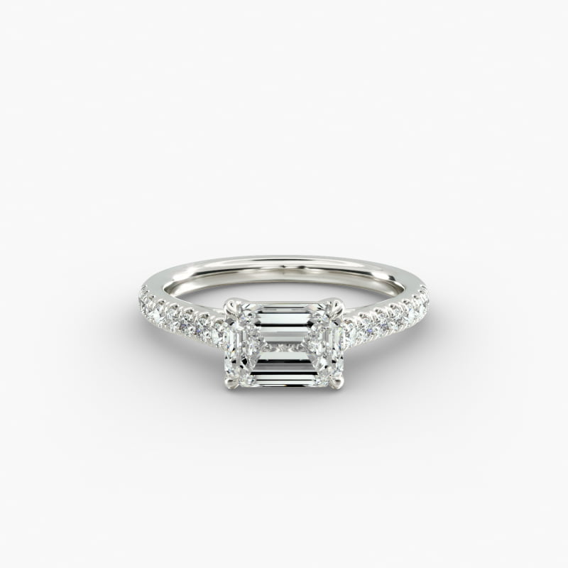 East West Diamond Engagement Ring in Platinum