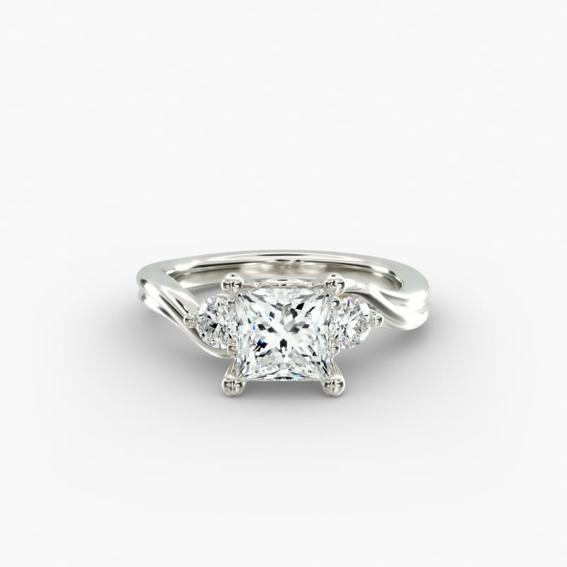 Wrapped Shank Three Stone Lab-Grown Diamond Engagement Ring in 14k White Gold
