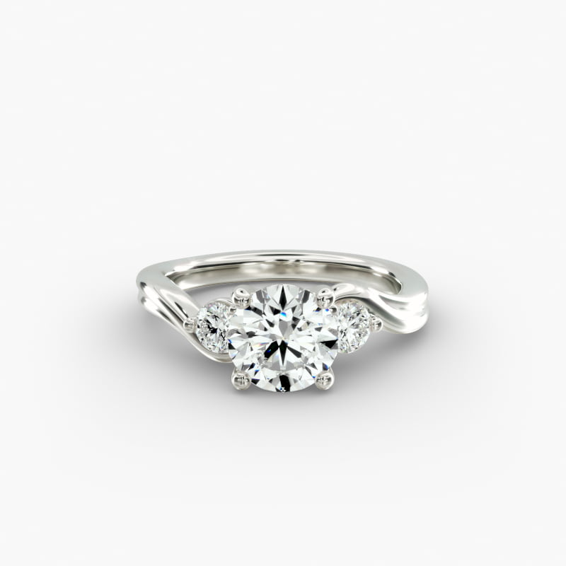 Wrapped Shank Three Stone Lab-Grown Diamond Engagement Ring in 14k White Gold