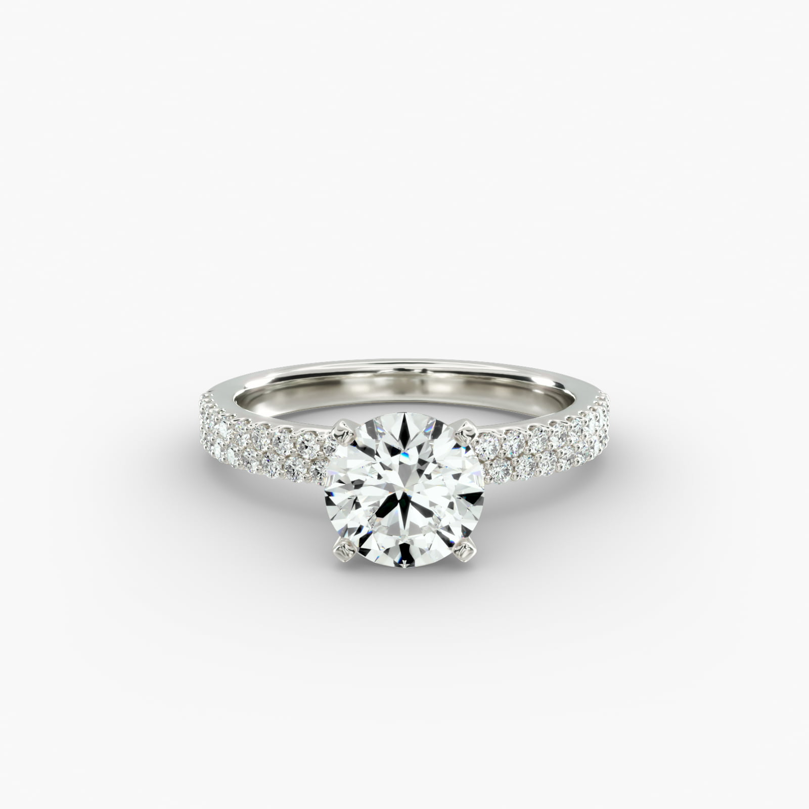 Petite Double Row Diamond Engagement Ring in 14k White Gold