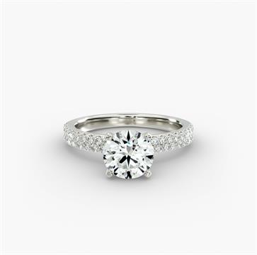 Petite Double Row Diamond Engagement Ring in 14k White Gold