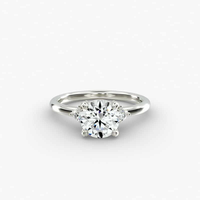 Petite Three Diamond Engagement Ring in 18k White Gold (1/10 ct. tw.)