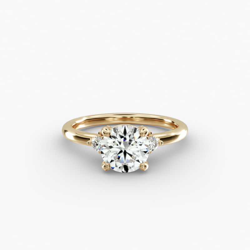 Petite Three Diamond Engagement Ring in 18k Yellow Gold (1/10 ct. tw.)