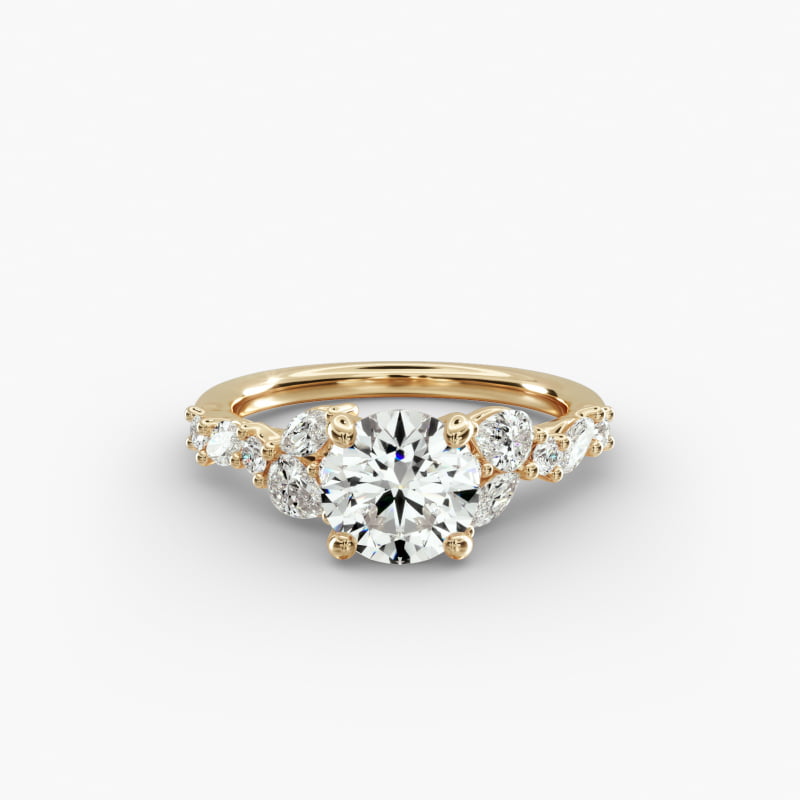 Romantic Pear and Round Diamond Twist Engagement Ring in 14k Yellow Gold (1/2 ct. tw.)
