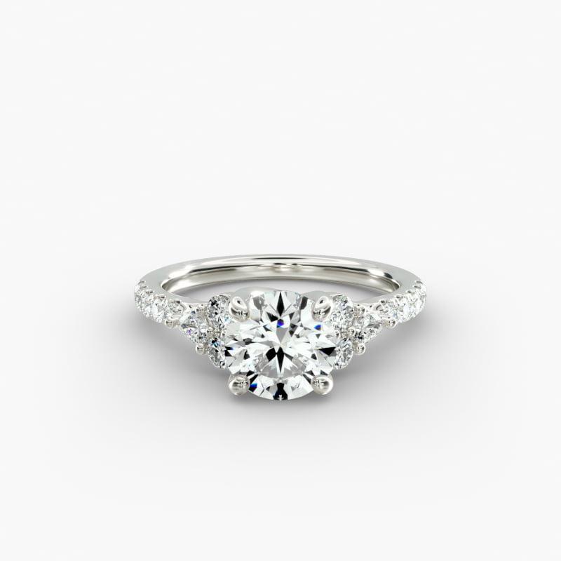 Romantic Round and Pear Cluster Diamond Engagement Ring in 14k White Gold (1/3 ct. tw.)