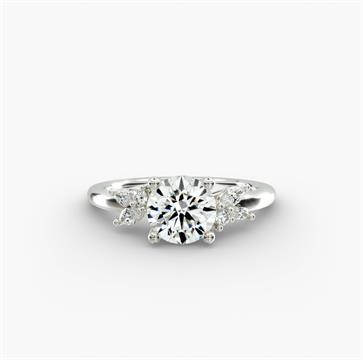 Marquise and Round Cluster Array Diamond Engagement Ring in 14k White Gold