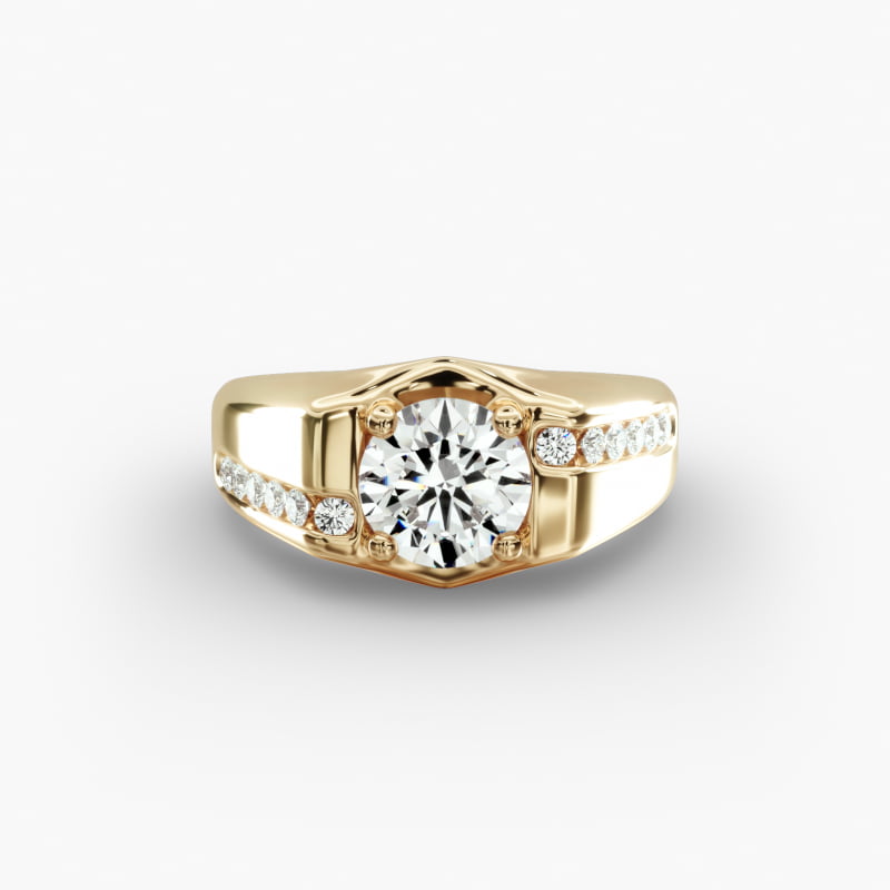 Men's Bypass Channel Diamond Engagement Ring in 14k Yellow Gold (1/4 ct. tw.)
