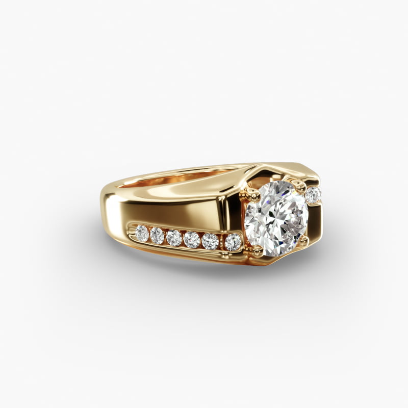 Men's Bypass Channel Diamond Engagement Ring in 14k Yellow Gold (1/4 ct. tw.)