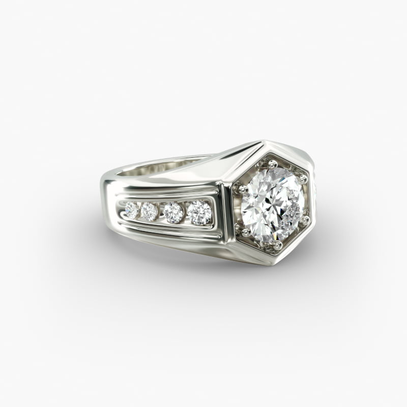 Men's Hexagon Diamond Channel Engagement Ring in 14k White Gold (3/8 ct. tw.)