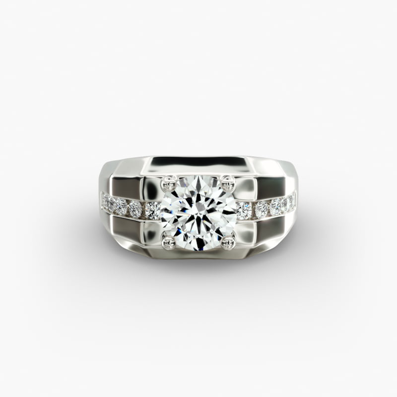 Men's Brushed Finish Diamond Channel Engagement Ring in 14k White Gold (1/4 ct. tw.)