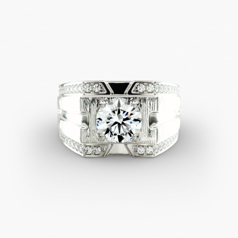 Men's Grooved Diamond Channel Engagement Ring in 14K White Gold (1/4 ct. tw.)