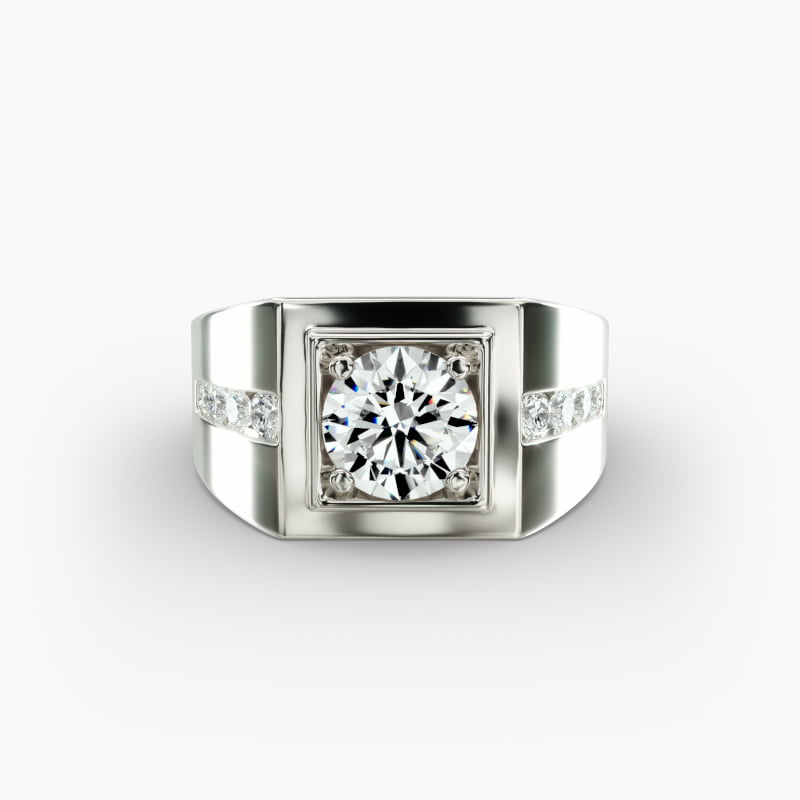 Men's Round Diamond Channel Engagement Ring in 14k White Gold (1/3 ct. tw.)
