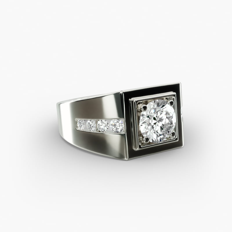 Men's Round Diamond Channel Engagement Ring in 14k White Gold (1/3 ct. tw.)
