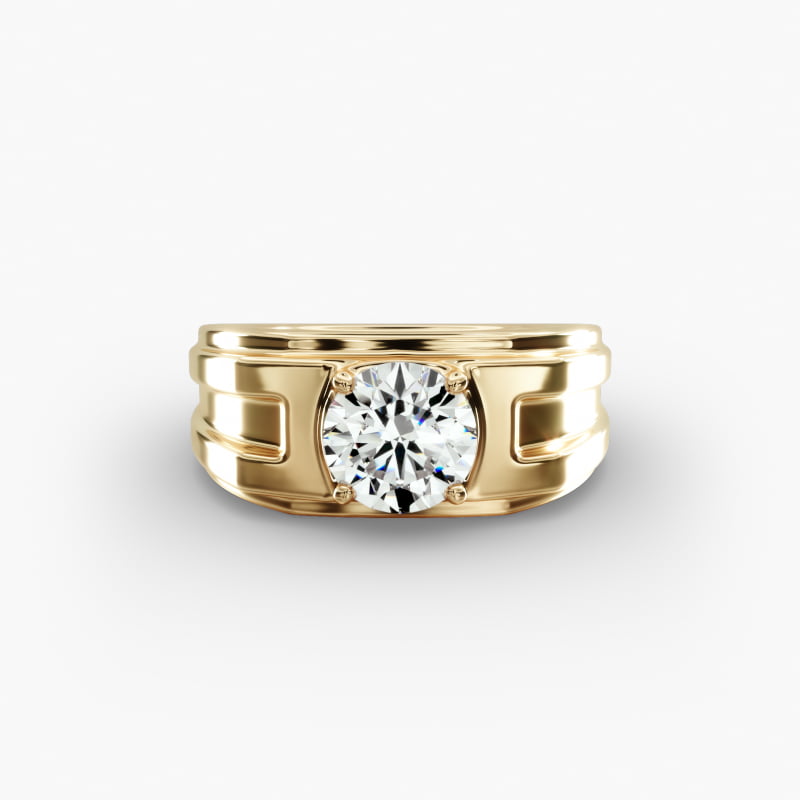 Men's Structured Solitaire Engagement Ring in 14k Yellow Gold