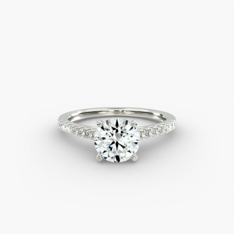 Petite Cathedral Pavé Diamond Engagement Ring in Platinum (1/6 ct. tw.)