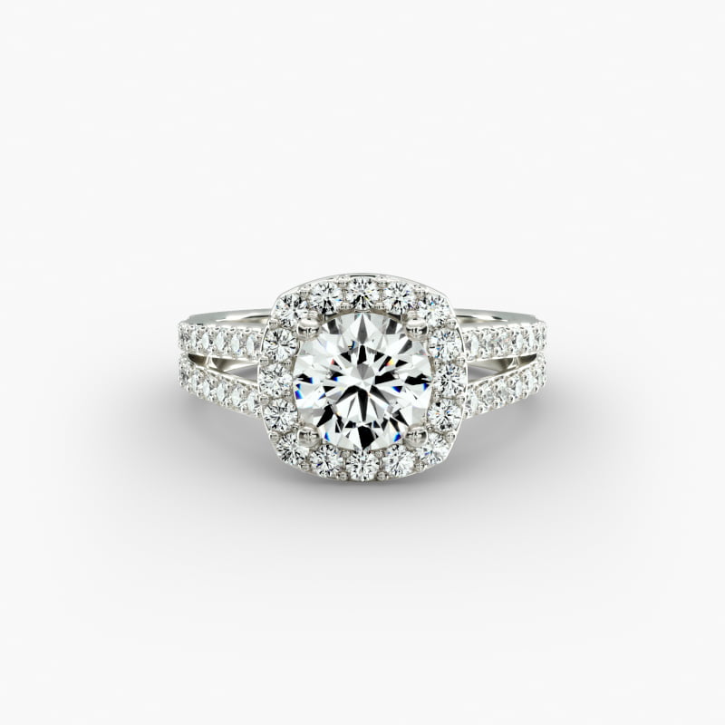 Split Shank Halo Diamond Engagement Ring in 14k White Gold (3/8 ct. tw.)