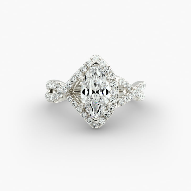 Twisted Halo Diamond Engagement Ring in 14k White Gold (1/3 ct. tw.)