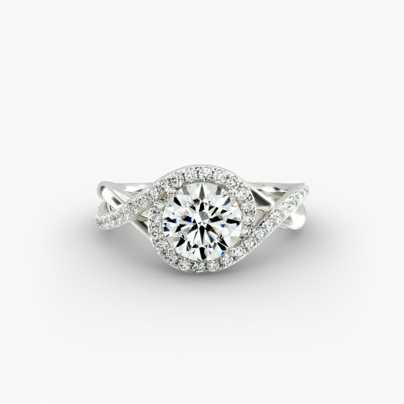 Petite Twisted Halo Diamond Engagement Ring in 14k White Gold (1/4 ct. tw.)