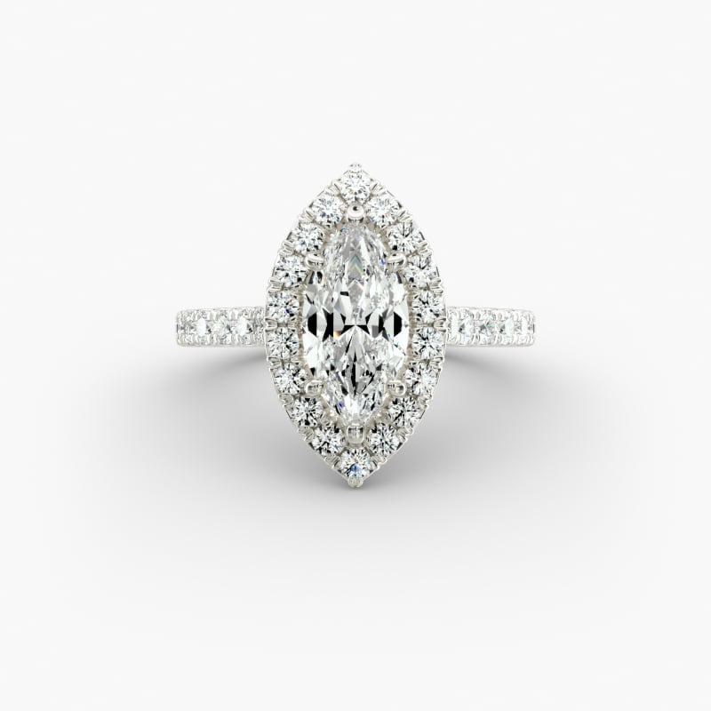 French Pavé Diamond Halo Engagement Ring in 14k White Gold (1/2 ct. tw.)
