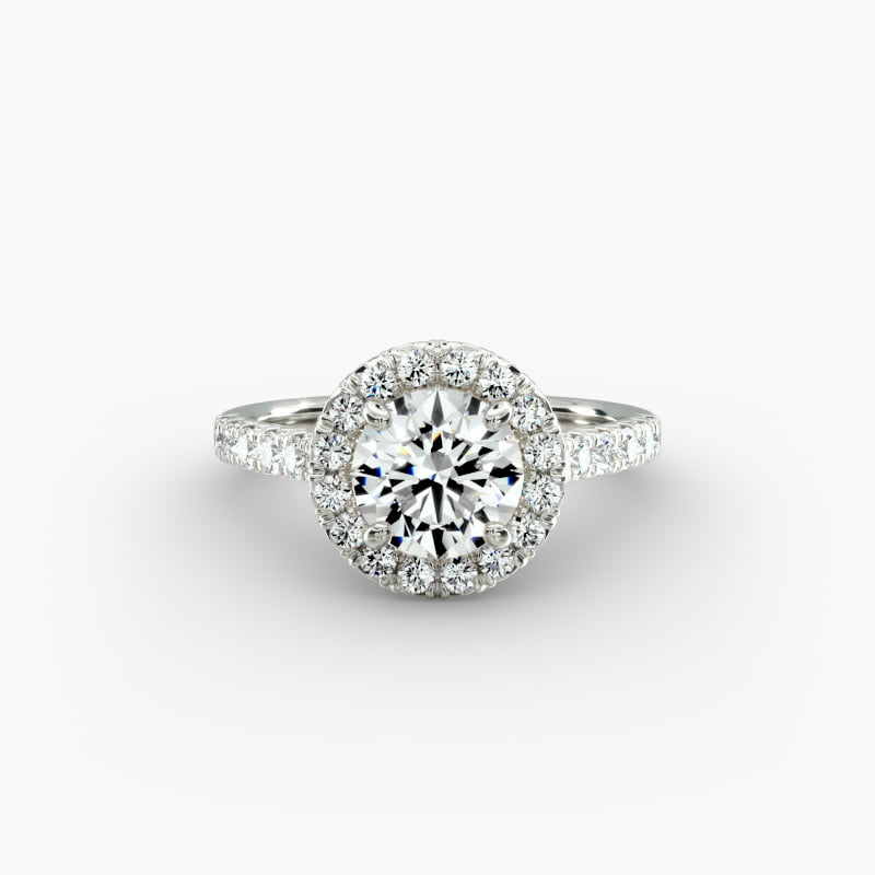 French Pavé Diamond Halo Engagement Ring in 14k White Gold (1/2 ct. tw.)