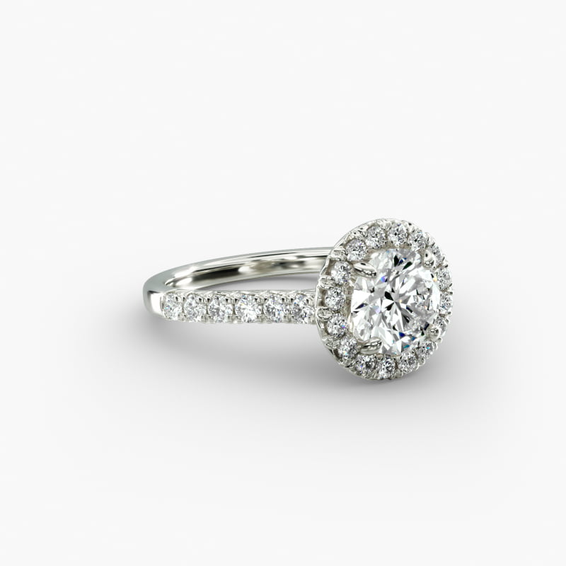 French Pavé Diamond Halo Engagement Ring in Platinum (1/2 ct. tw.)