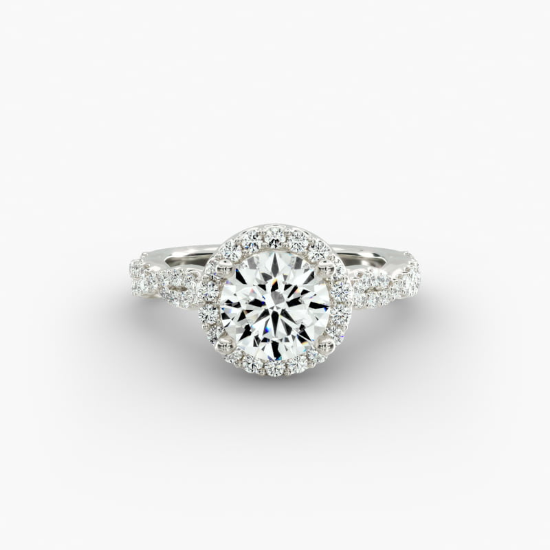 Twisted Band Halo Diamond Engagement Ring in 18k White Gold (1/3 ct. tw.)