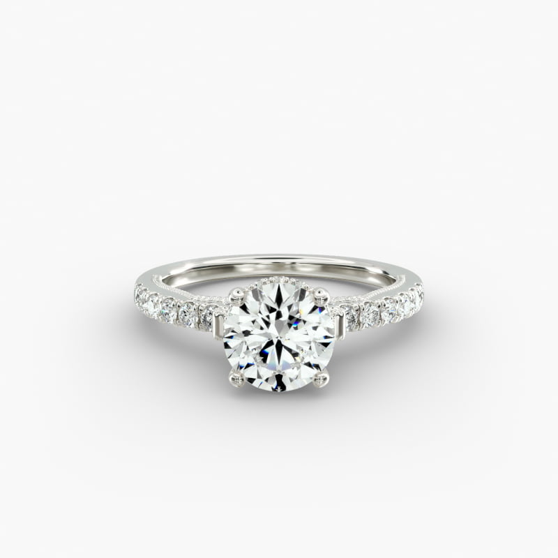 Lace Bridge Hidden Halo and Pave Diamond Engagement Ring in 14k White Gold (1/3 ct. tw.)