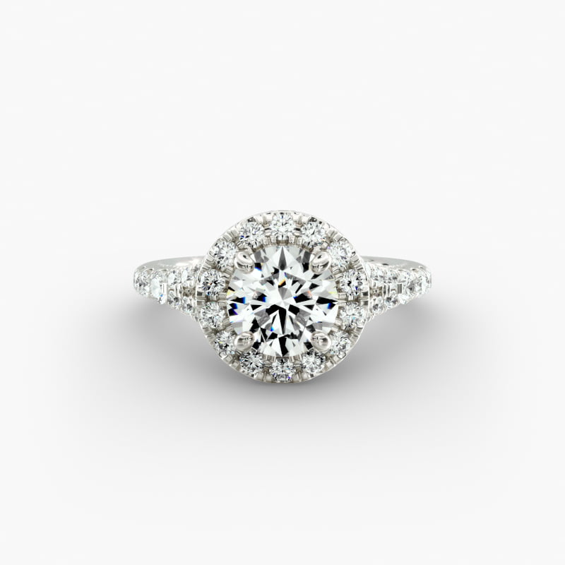 Lace Bridge Split Shank Halo Diamond Engagement Ring in 14k White Gold (3/4 ct. tw.)