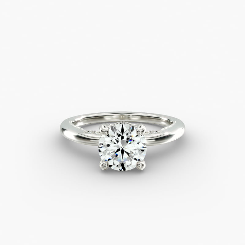Lace Bridge Solitaire Plus Hidden Halo Diamond Engagement Ring in 14k White Gold (1/5 ct. tw.)