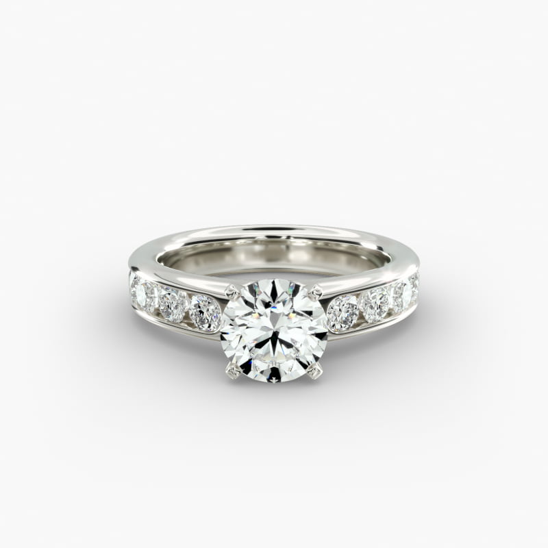 Channel Set Round Diamond Engagement Ring in 14k White Gold (1 ct. tw.)