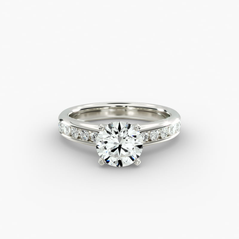 Channel Set Round Diamond Engagement Ring in 14k White Gold (1/2 ct. tw.)