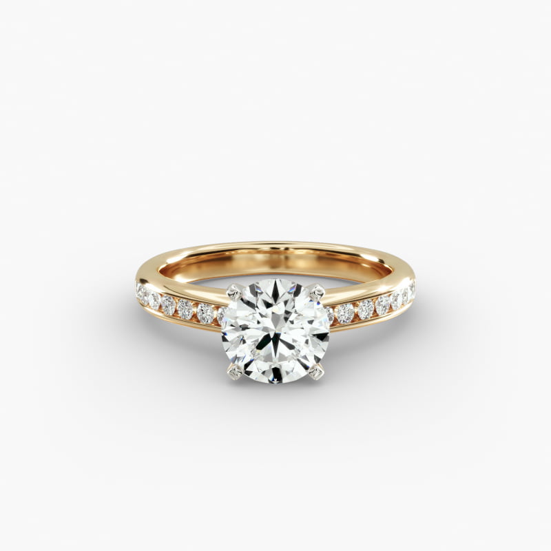 Channel Set Round Diamond Engagement Ring in 18k Yellow Gold (1/4 ct. tw.)